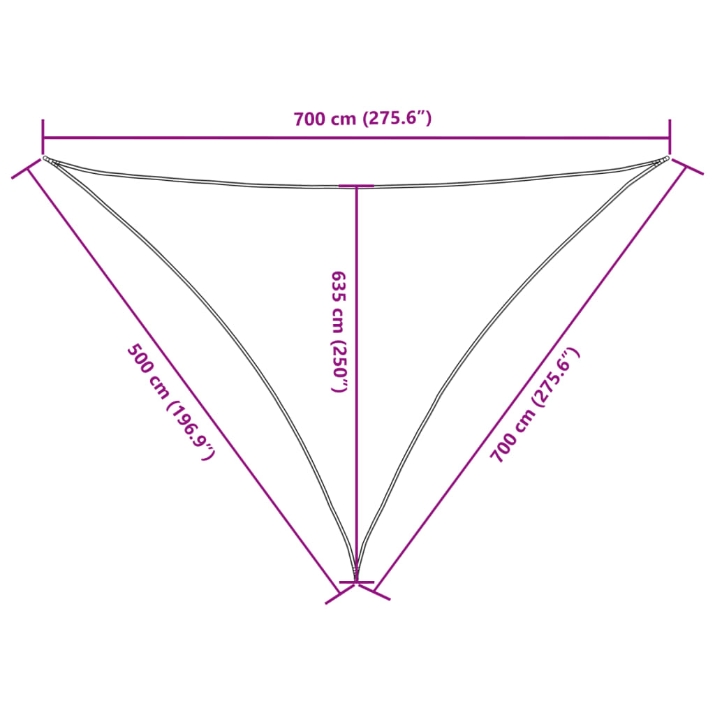 Sunshade Sail Oxford Fabric Triangular 5x7x7 m Blue