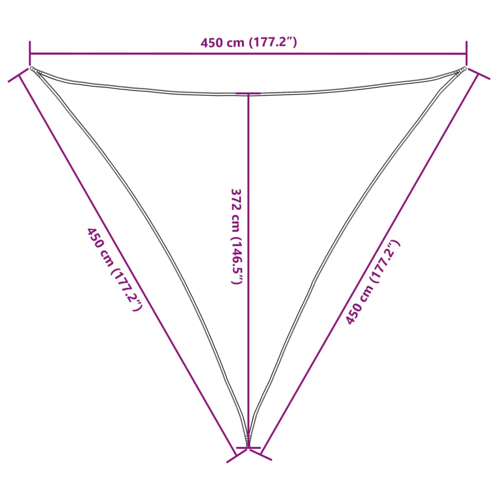 Sunshade Sail Oxford Fabric Triangular 4.5x4.5x4.5 m Yellow