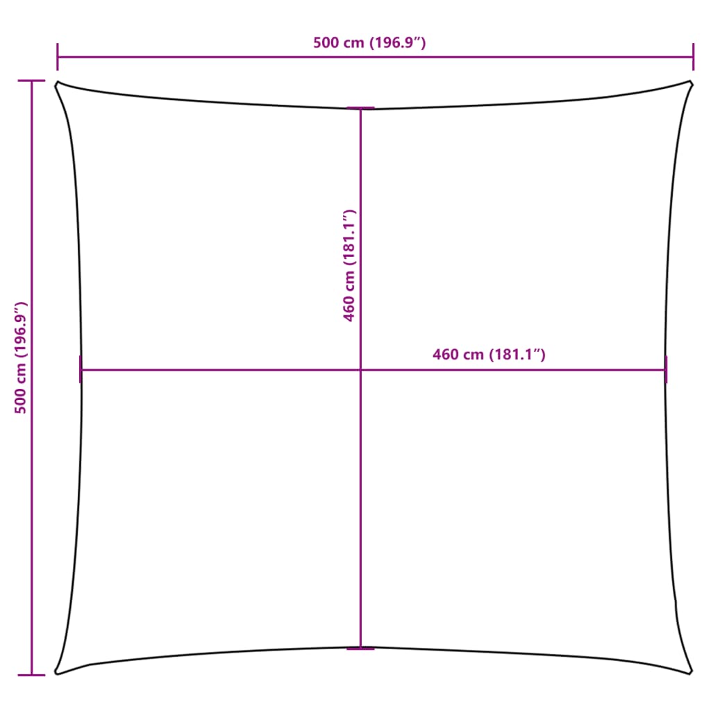 Sunshade Sail Oxford Fabric Square 5x5 m Red
