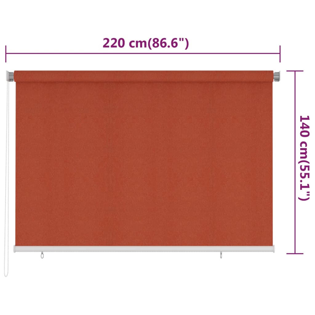 Outdoor Roller Blind 220x140 cm Terracotta HDPE