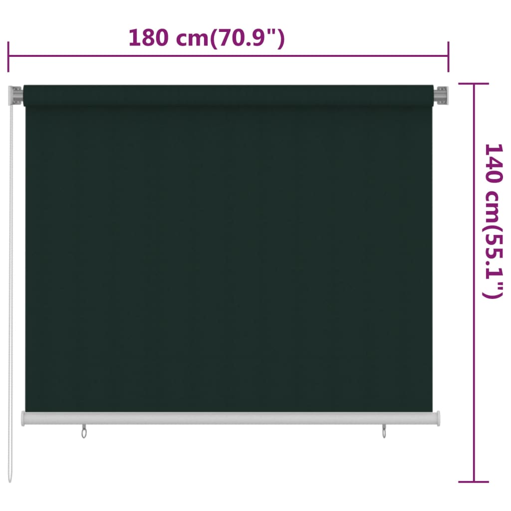 Outdoor Roller Blind 180x140 cm Dark Green HDPE