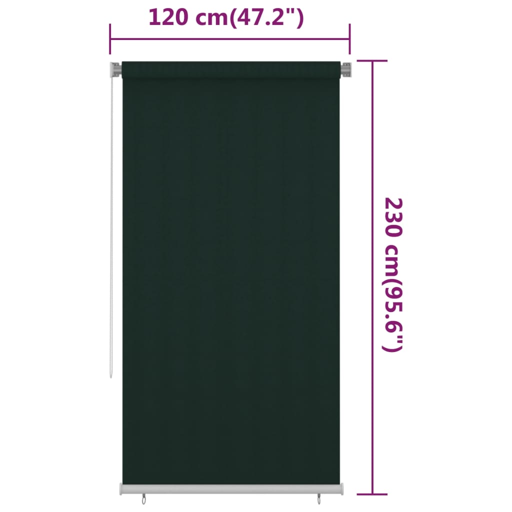 Outdoor Roller Blind 120x230 cm Dark Green HDPE