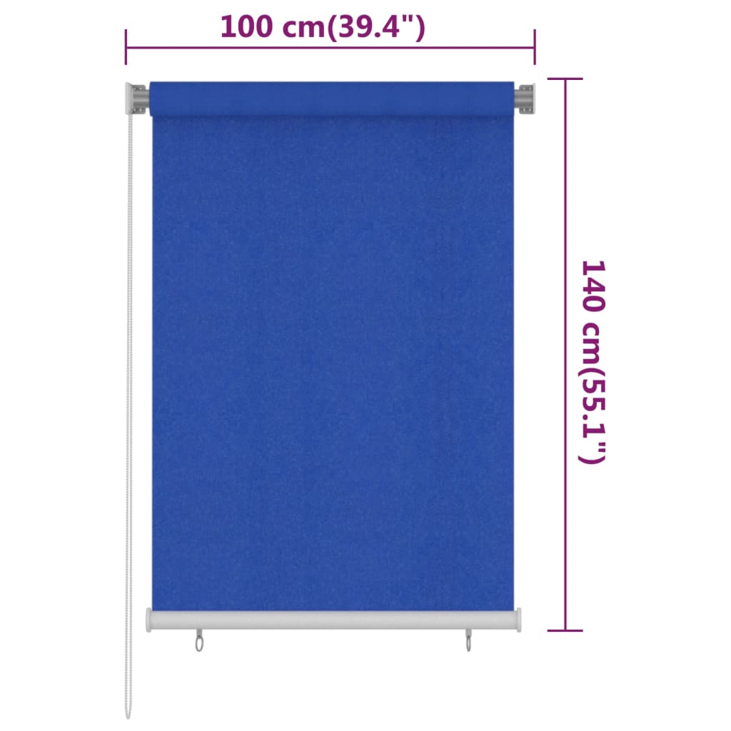 Outdoor Roller Blind 100x140 cm Blue HDPE