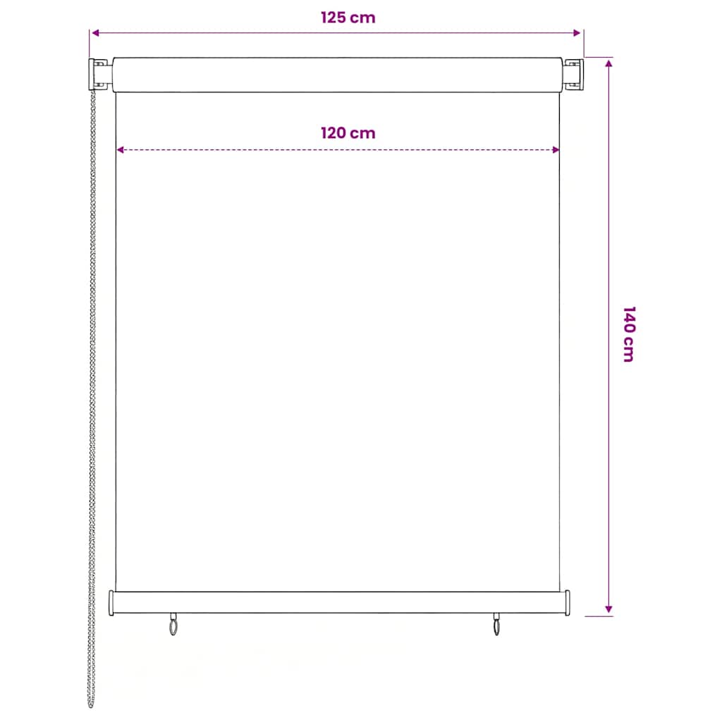 Outdoor Roller Blind 125(W)x140(H) cm Blue HDPE