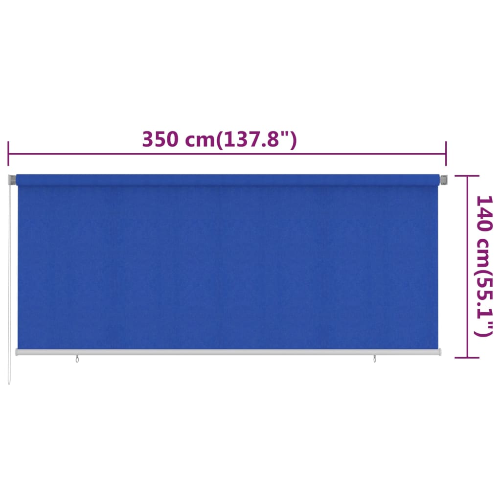 Outdoor Roller Blind 350x140 cm Blue HDPE
