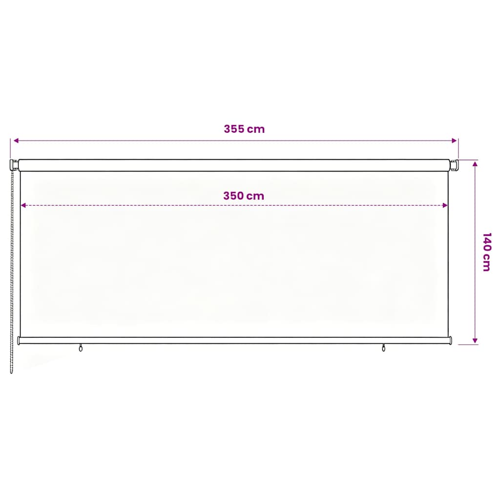 Outdoor Roller Blind 355(W)x140(H) cm Blue HDPE