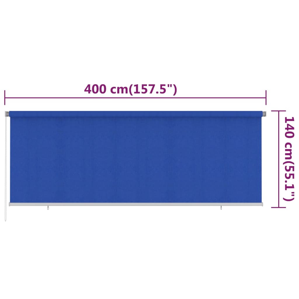 Outdoor Roller Blind 405(W)x140(H) cm Blue HDPE