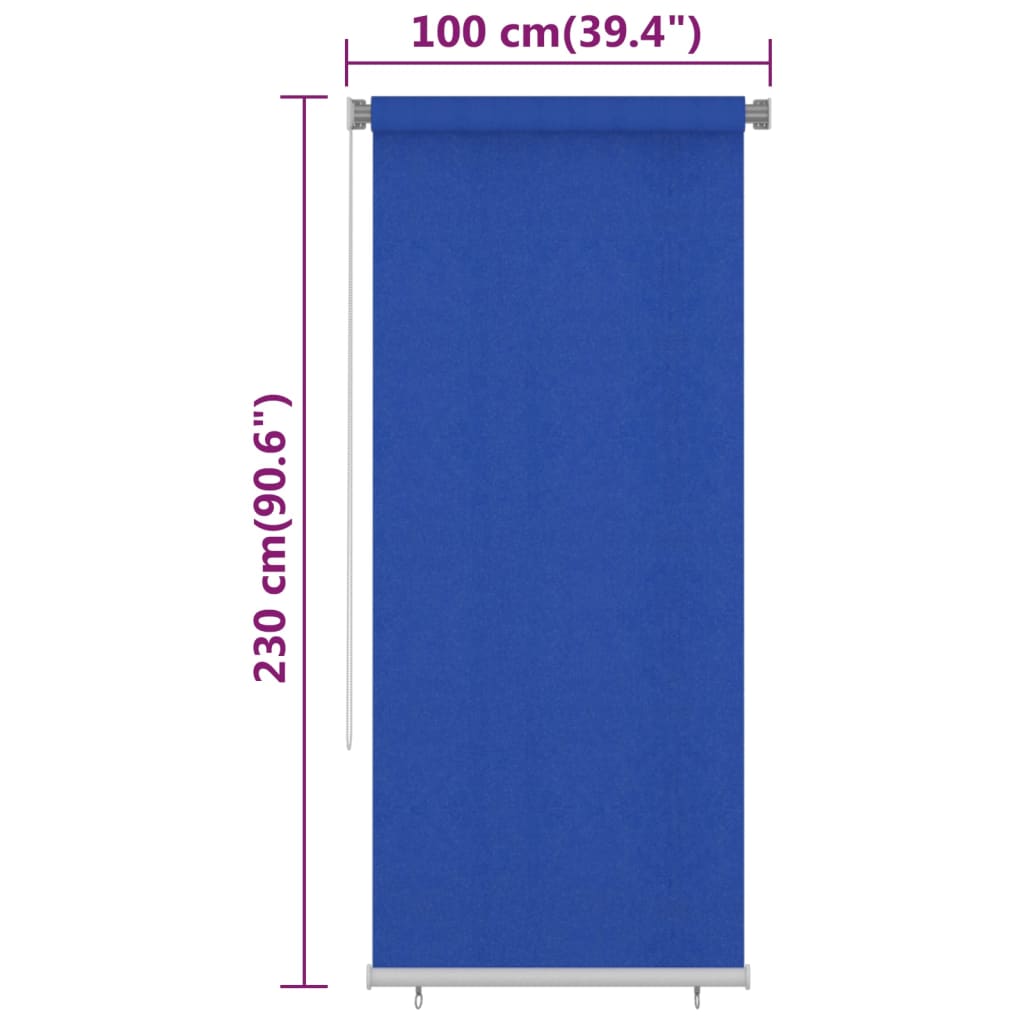 Outdoor Roller Blind 100x230 cm Blue HDPE