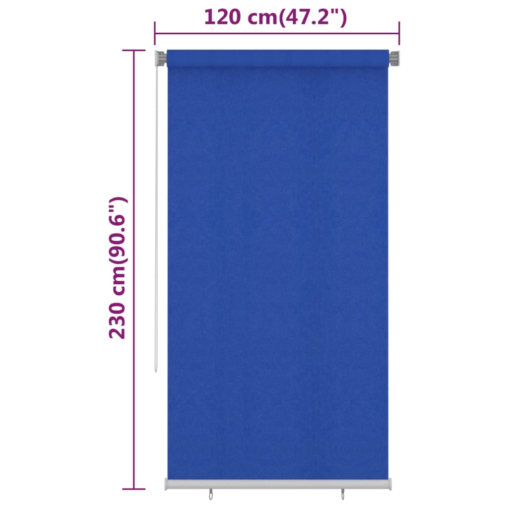 Outdoor Roller Blind 120x230 cm Blue HDPE
