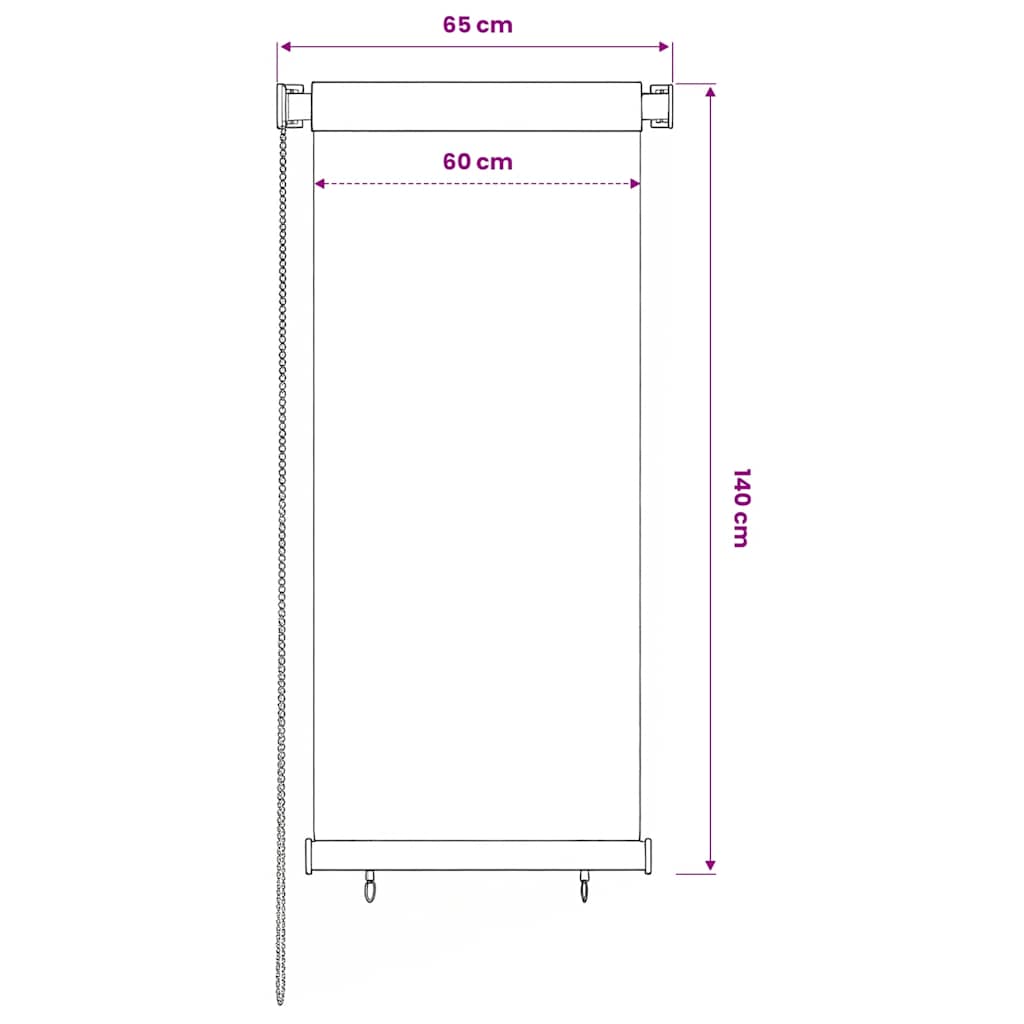 Outdoor Roller Blind 65(W)x140(H) cm Black