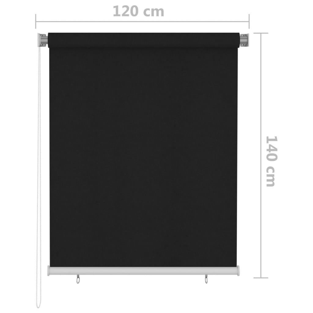 Roller Blind | Black | High-density polyethylene (HDPE) | 120 x 140 cm