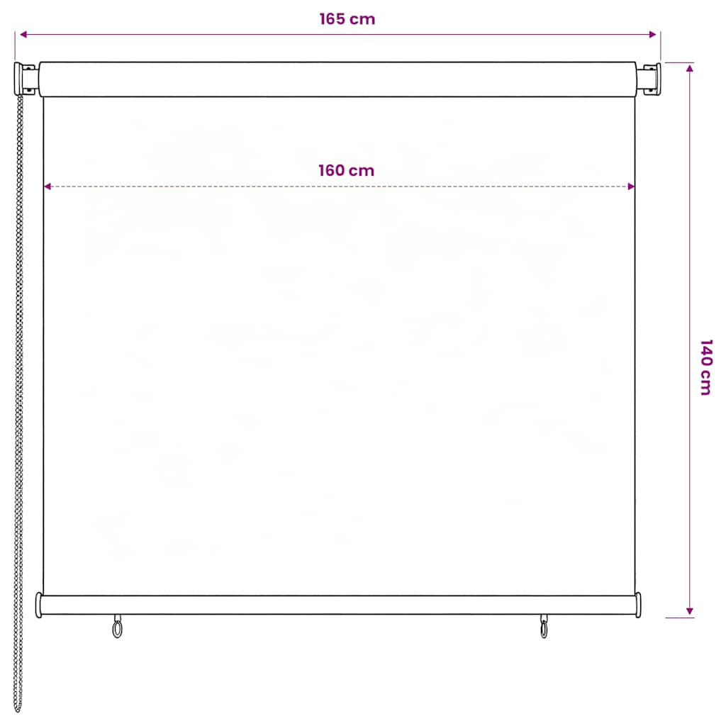 Outdoor Roller Blind 165(W)x140(H) cm Black