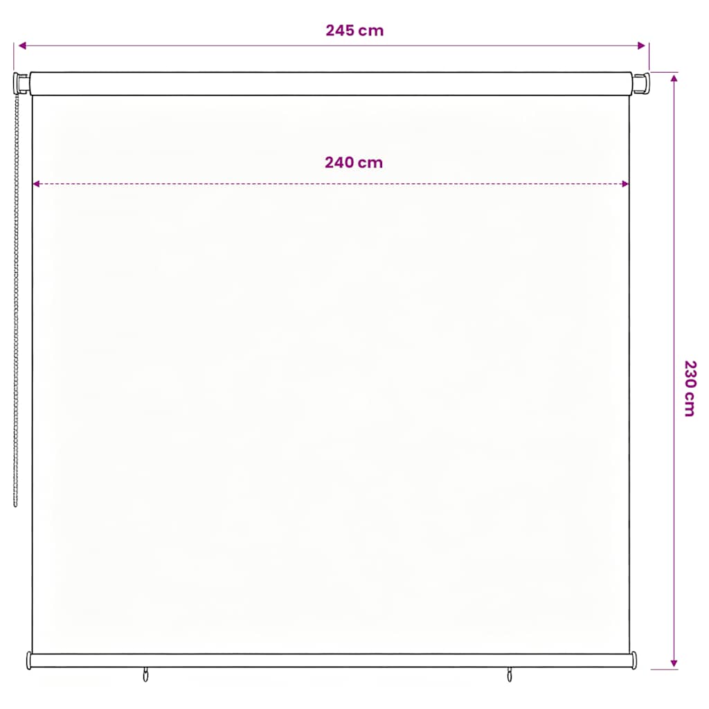 Outdoor Roller Blind 185(W)x230(H) cm Black