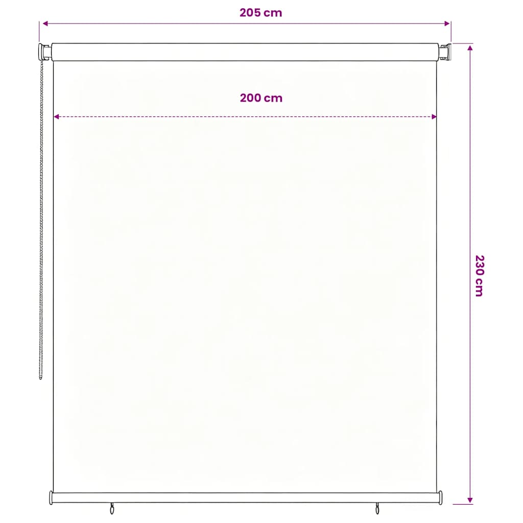 Outdoor Roller Blind 225(W)x230(H) cm Black