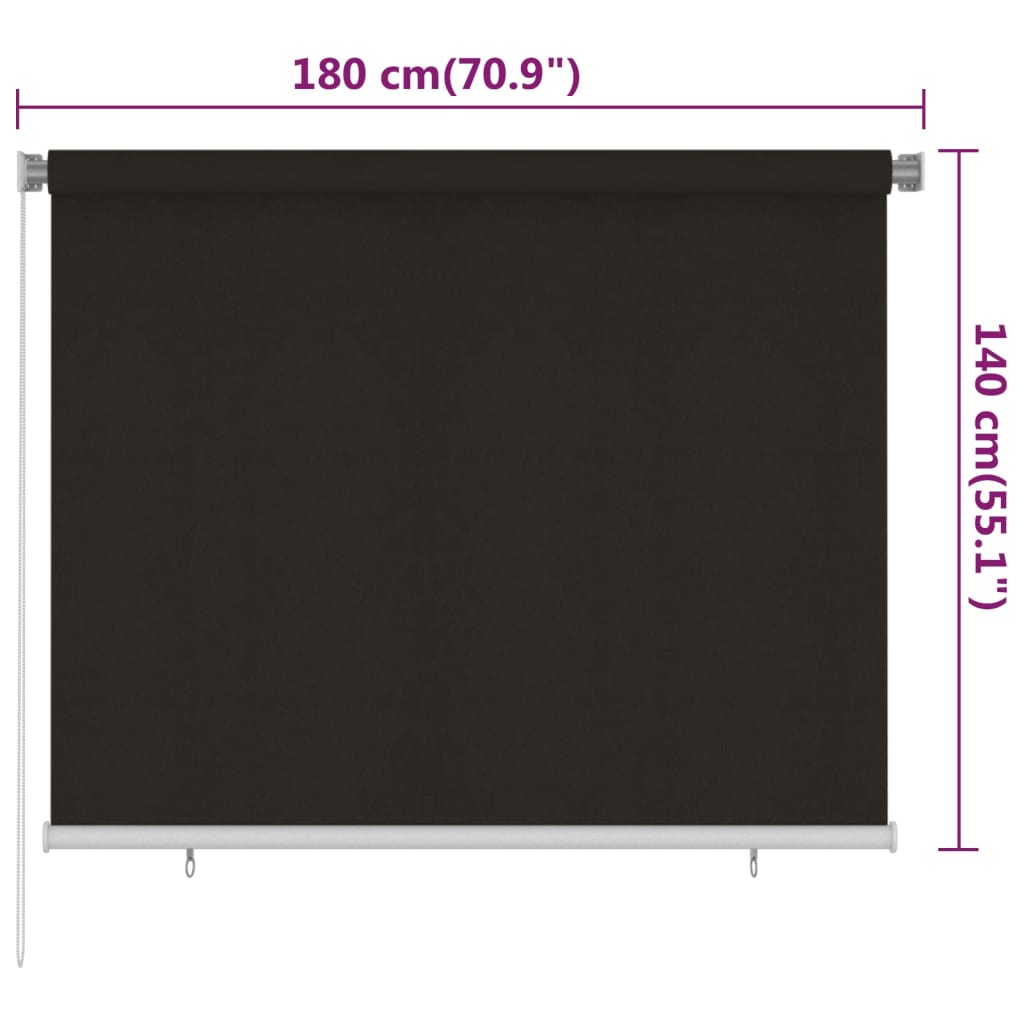 Outdoor Roller Blind 180x140 cm Brown HDPE