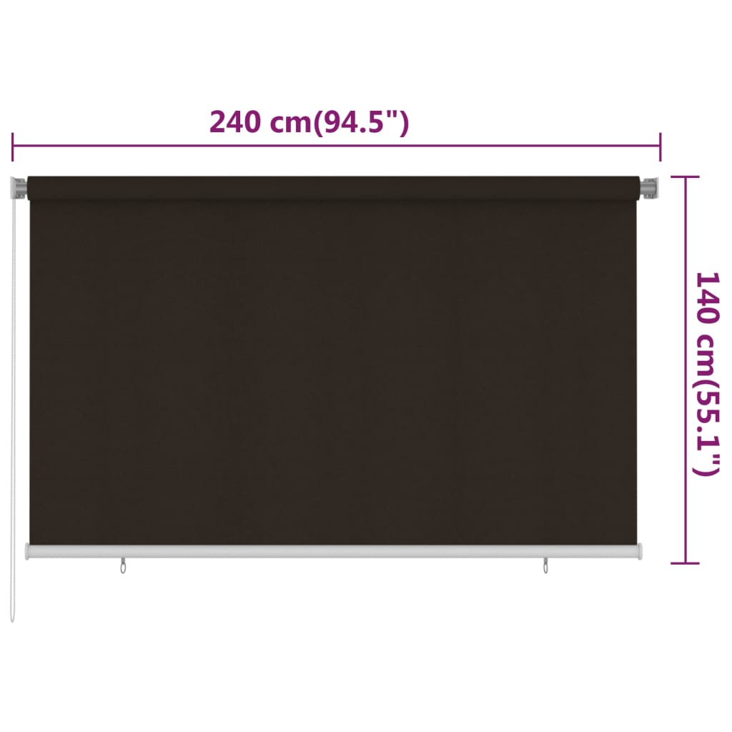 Outdoor Roller Blind 240x140 cm Brown HDPE