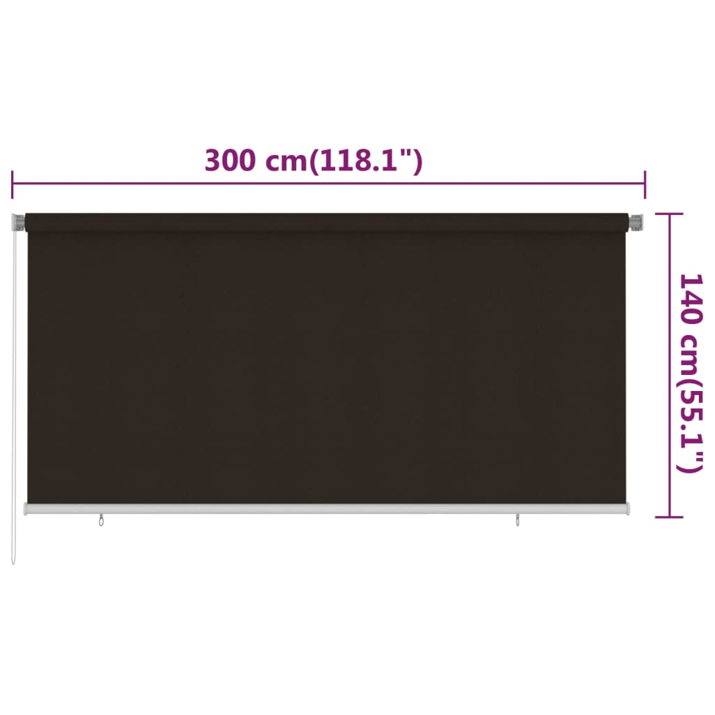 Outdoor Roller Blind 300x140 cm Brown HDPE