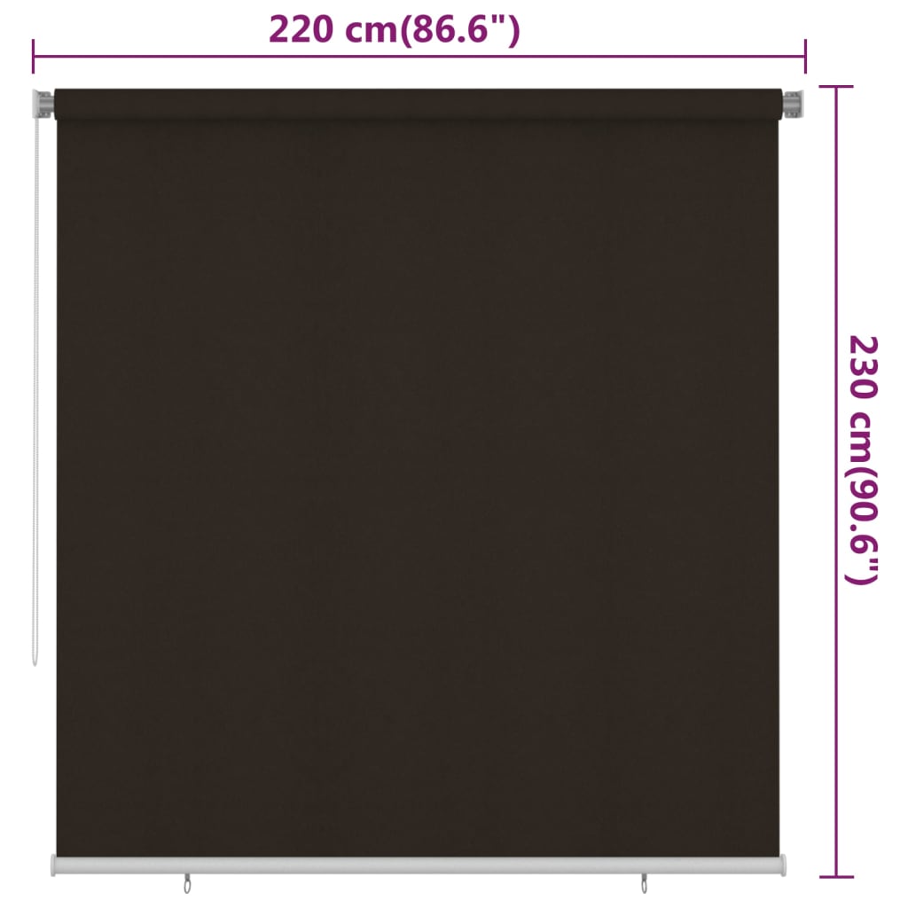 Outdoor Roller Blind 220x230 cm Brown HDPE
