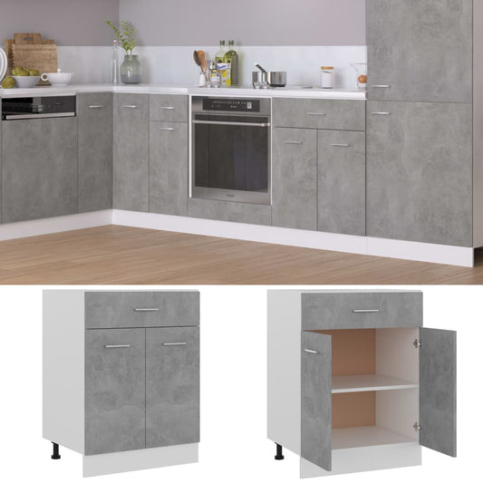 Drawer Bottom Cabinet Concrete Grey 60x46x81.5 cm Drawer Bottom Cabinet Concrete Grey 60x46x81.5 cm