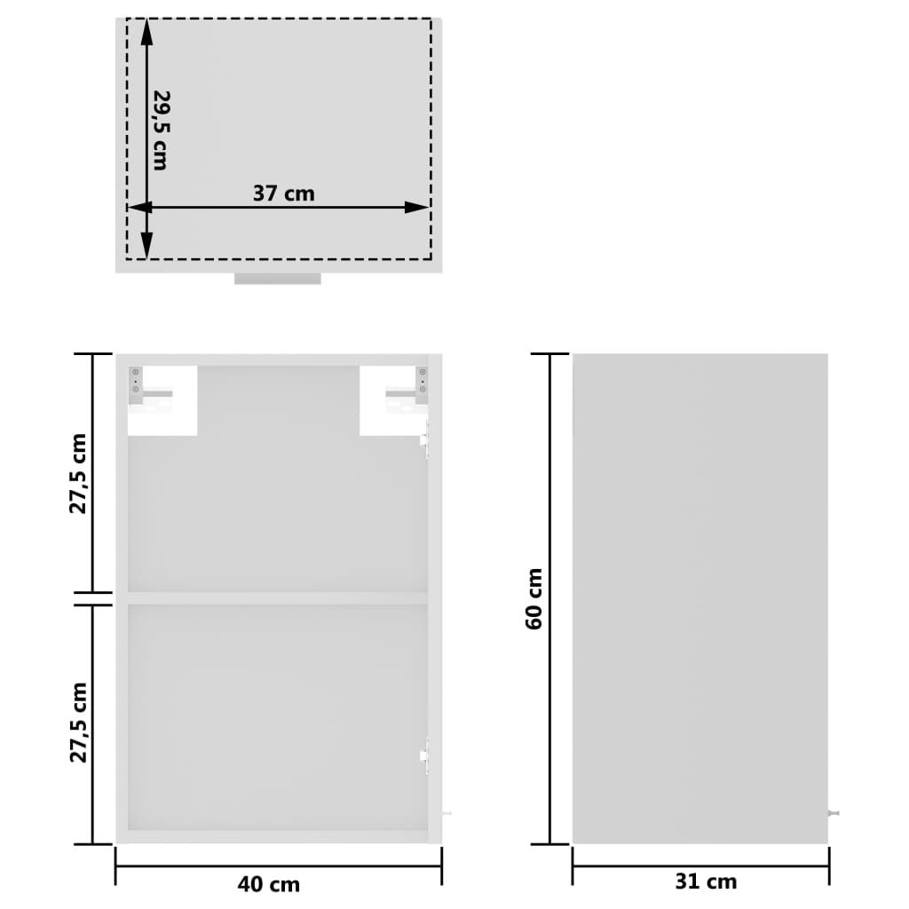 802505 vidaXL Hanging Glass Cabinet "Lyon" White 40x31x60 cm Engineered Wood