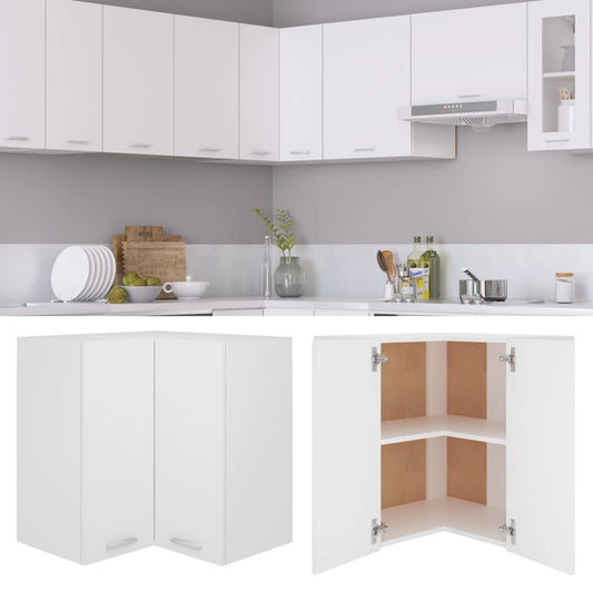 Hanging Corner Cabinet Lyon White 57x57x60 cm Engineered Wood Hanging Corner Cabinet Lyon White 57x57x60 cm Engineered Wood