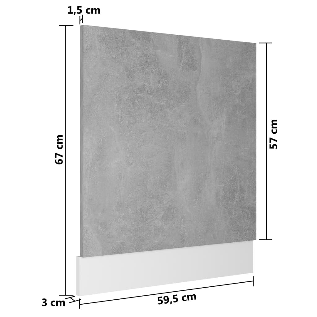 Dishwasher Panel Lyon Concrete Grey 59.5x3x67 cm Engineered Wood