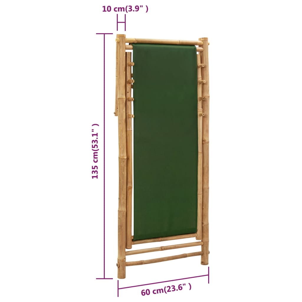 Beach Chair | Green | Bamboo and canvas | Perfect for adults | Foldable