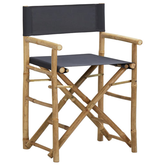 Folding Director's Chairs 2 pcs Dark Grey Bamboo and Fabric Folding Director's Chairs 2 pcs Dark Grey Bamboo and Fabric
