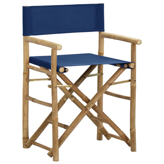 Folding Director's Chairs 2 pcs Blue Bamboo and Fabric Folding Director's Chairs 2 pcs Blue Bamboo and Fabric