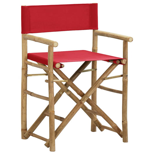 Folding Director's Chairs 2 pcs Red Bamboo and Fabric Folding Director's Chairs 2 pcs Red Bamboo and Fabric