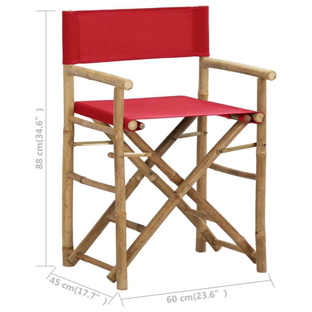 Director's Chair | Set of 2 | Red | Bamboo, Polyester | Standard
