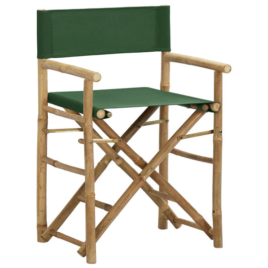 Folding Director's Chairs 2 pcs Green Bamboo and Fabric Folding Director's Chairs 2 pcs Green Bamboo and Fabric