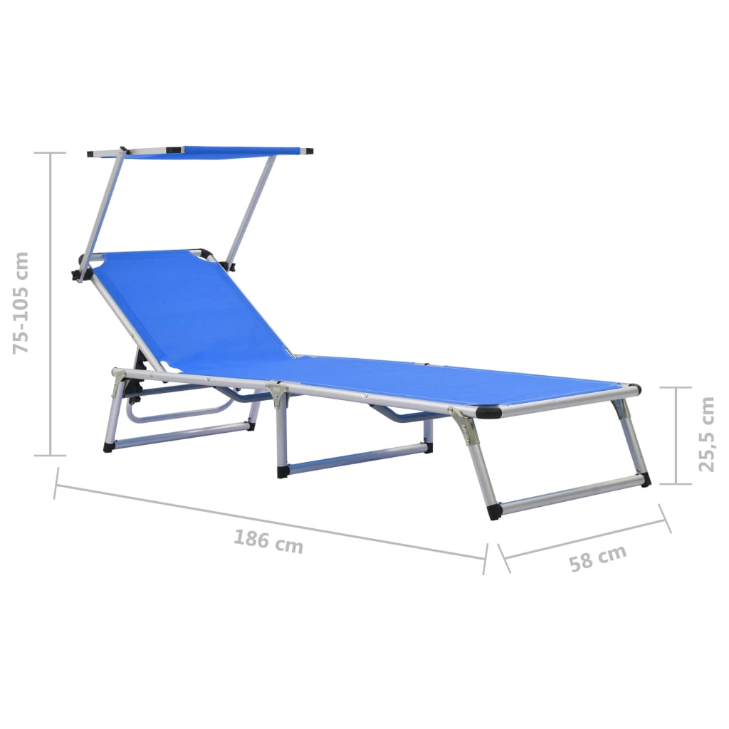 Sun Lounger | Blue | Aluminium, Textilene | Standard | Foldable