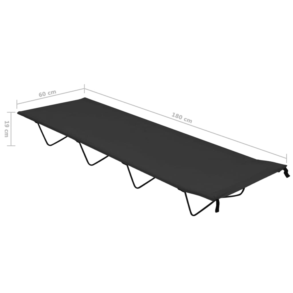Camping Bed | Set of 2 | Black | 600D Oxford Fabric, Steel