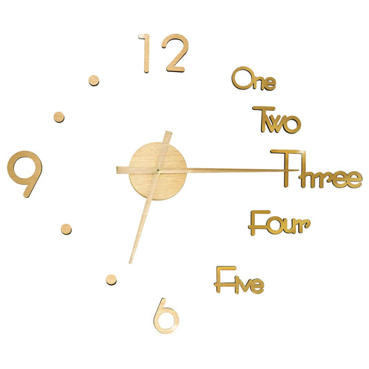 3D Wall Clock Modern Design Gold 100 cm XXL 3D Wall Clock Modern Design Gold 100 cm XXL