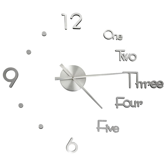 3D Wall Clock Modern Design Silver 100 cm XXL 3D Wall Clock Modern Design Silver 100 cm XXL