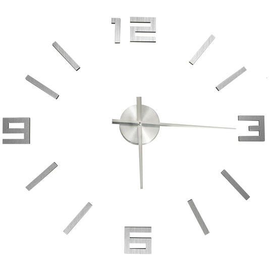 3D Wall Clock Modern Design Silver 100 cm XXL 3D Wall Clock Modern Design Silver 100 cm XXL