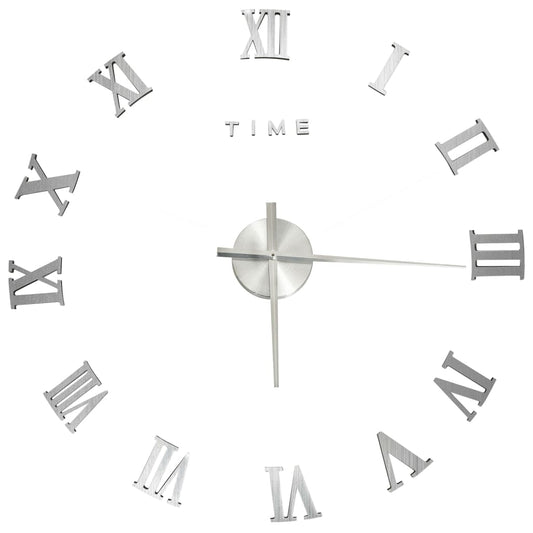 3D Wall Clock Modern Design Silver 100 cm XXL 3D Wall Clock Modern Design Silver 100 cm XXL
