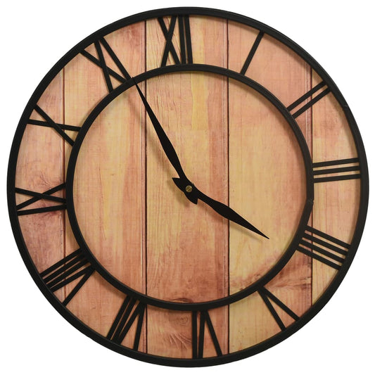 Wall Clock 39 cm Brown and Black MDF and Iron Wall Clock 39 cm Brown and Black MDF and Iron