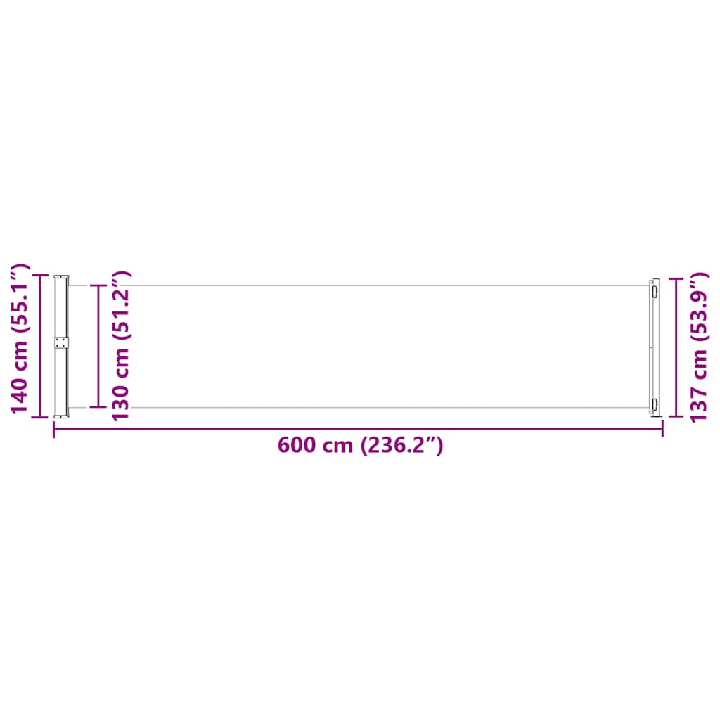 313374 vidaXL Patio Retractable Side Awning 140x600 cm Brown