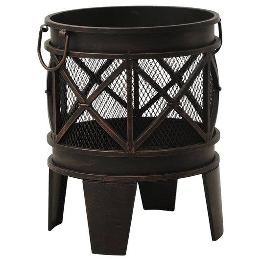 Rustic Fire Pit with Poker Φ42x54 cm Steel Rustic Fire Pit with Poker Φ42x54 cm Steel