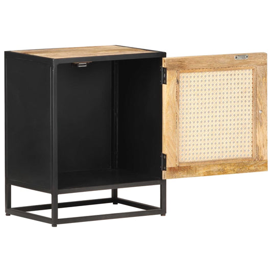 Bedside Cabinet 40x30x50 cm Rough Mango Wood and Natural Cane Bedside Cabinet 40x30x50 cm Rough Mango Wood and Natural Cane