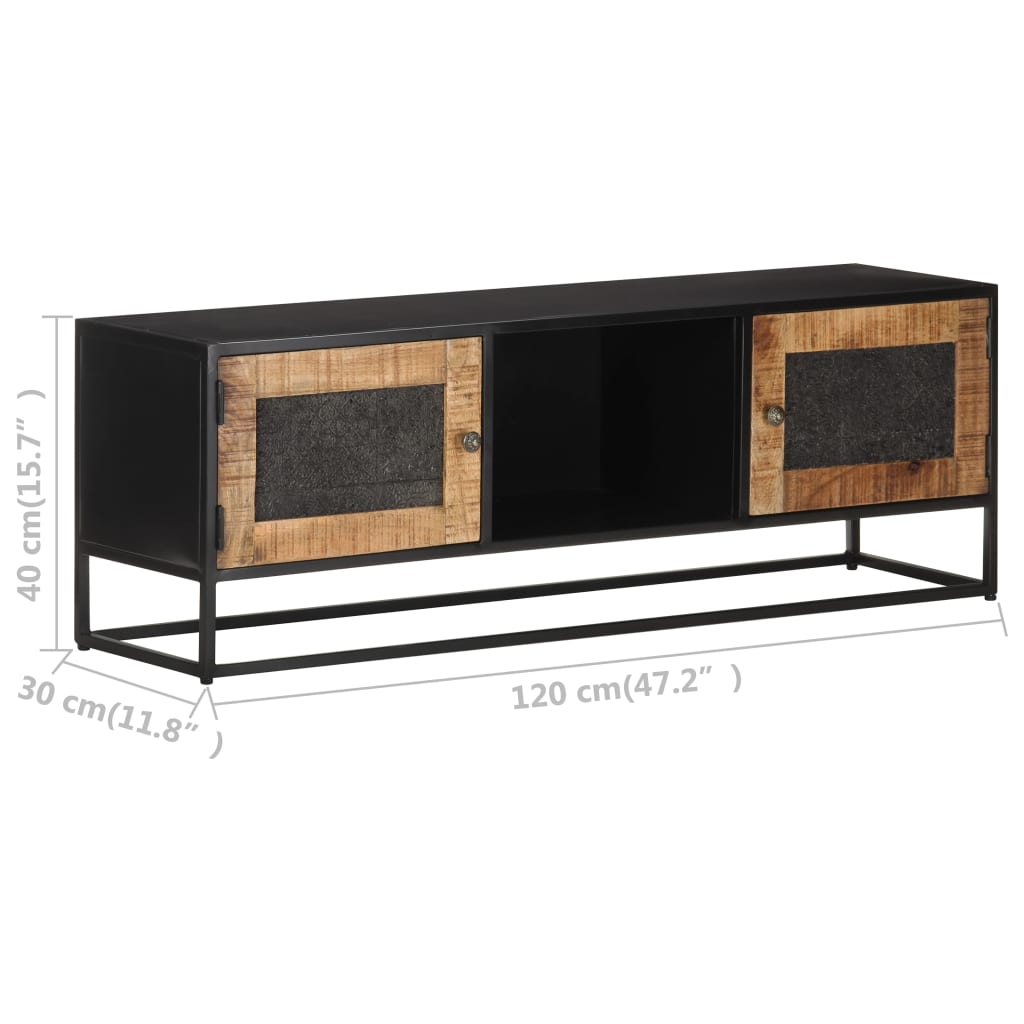 323148 vidaXL TV Cabinet 120x30x40 cm Rough Mango Wood