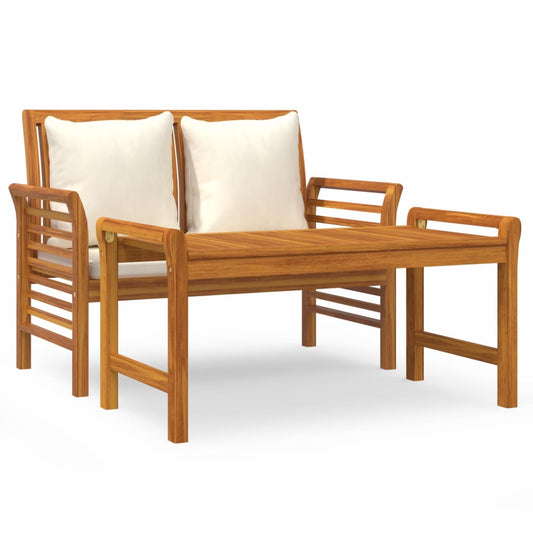 Garden Lounge Set | Cream White | Solid Acacia wood | 2-seater Garden Lounge Set | Cream White | Solid Acacia wood | 2-seater