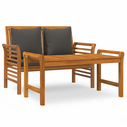 2 Piece Garden Lounge Set with Dark Grey Cushions Solid Wood 2 Piece Garden Lounge Set with Dark Grey Cushions Solid Wood