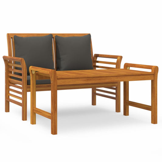 2 Piece Garden Lounge Set with Dark Grey Cushions Solid Wood 2 Piece Garden Lounge Set with Dark Grey Cushions Solid Wood