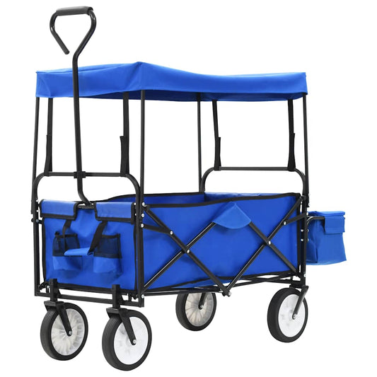 147590 vidaXL Folding Hand Trolley with Canopy Steel Blue 147590 vidaXL Folding Hand Trolley with Canopy Steel Blue