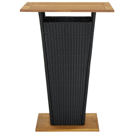 Bar Table Black 80x80x110 cm Poly Rattan and Solid Acacia Wood Bar Table Black 80x80x110 cm Poly Rattan and Solid Acacia Wood