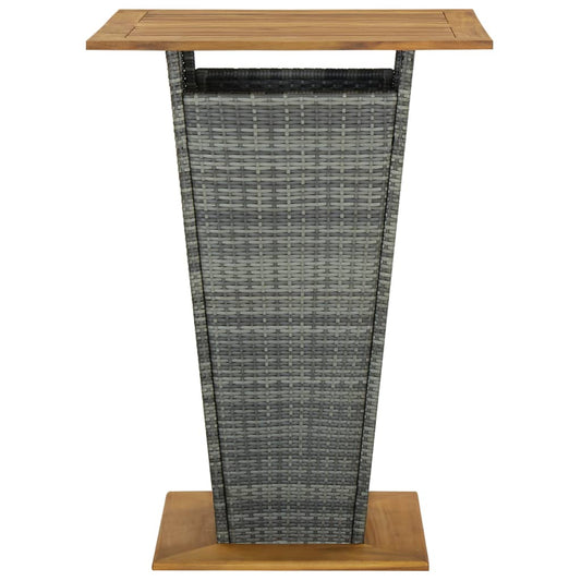 Bar Table Grey 80x80x110 cm Poly Rattan and Solid Acacia Wood Bar Table Grey 80x80x110 cm Poly Rattan and Solid Acacia Wood