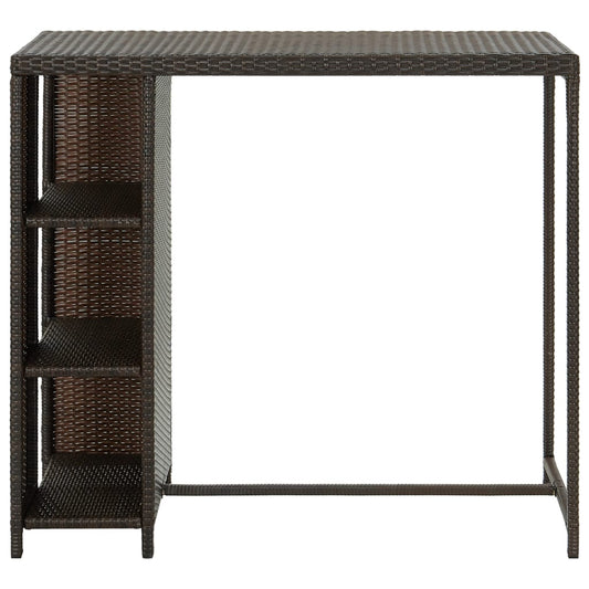 Bar Table with Storage Rack Brown 120x60x110 cm Poly Rattan Bar Table with Storage Rack Brown 120x60x110 cm Poly Rattan